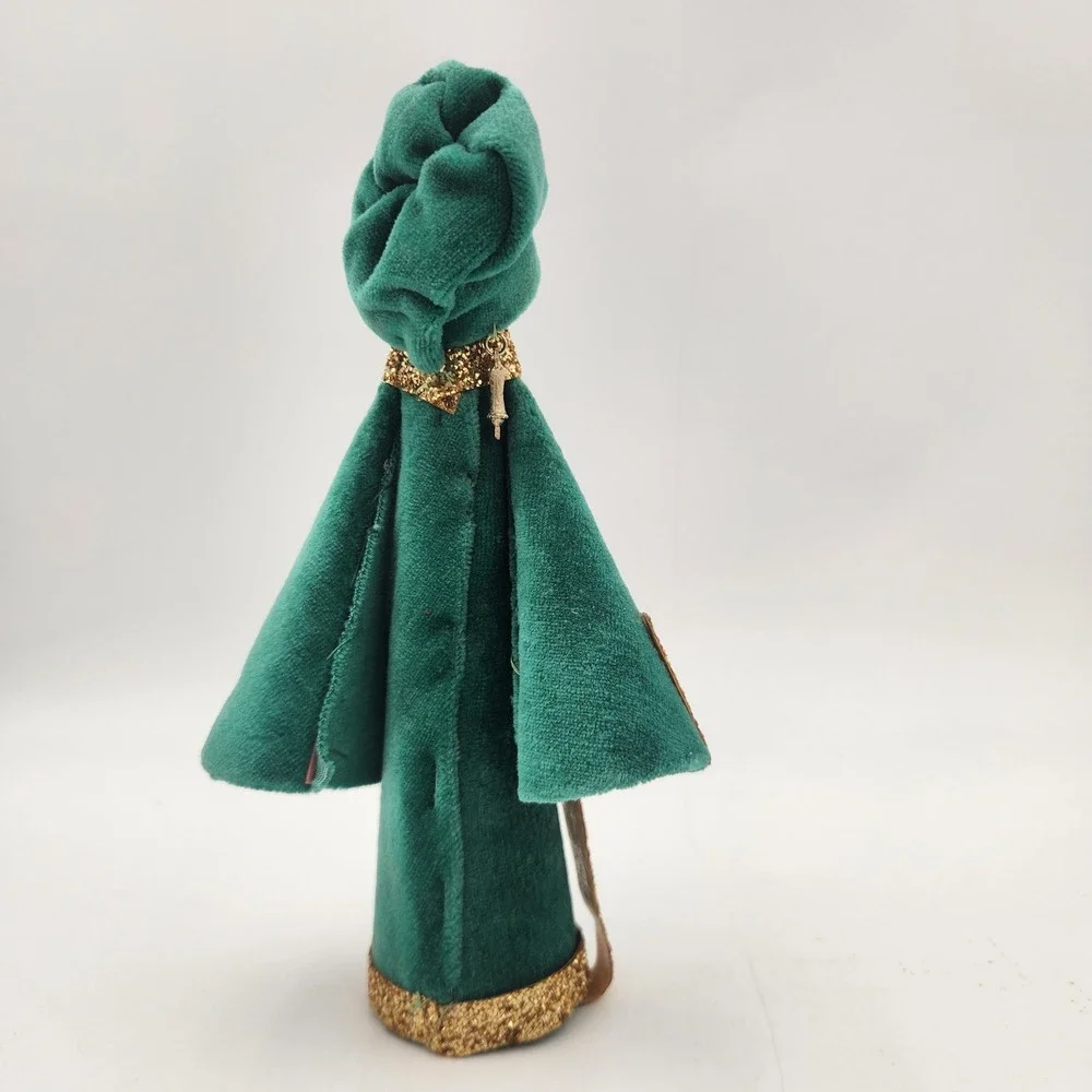 Handmade Vintage Velvet Three Wise Men  Upcycled Thread Cone Figures Atlantic